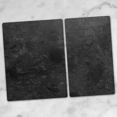 Produktbild von Glas-Herdabdeckplatten Glaskeramikkochfeld-Abdeckung Spritzschutz Schneidebrett Zweiteilige Glas 70x52 schwarzer Stein
