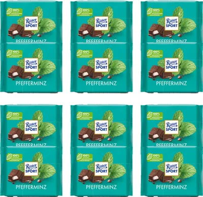 Produktbild von Ritter Sport Pfefferminz Halbbitterschokolade mit Füllung 100g 12er Pack