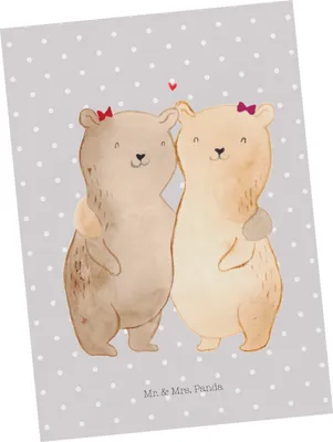 Produktbild von Mr. & Mrs. Panda Postkarte Bären Schwestern - Grau Pastell - Geschenk, Schwester, spruchkarte, Ansichtskarte, Ansichtskarten, Sis, Grußkarte, Geschwisterliebe, Muttertag