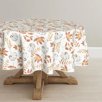 Produktbild von Tischdecke Rund 120 cm - Herbstliche Pompoen Blätter - Mehrfarbig