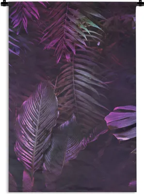 Produktbild von MuchoWow® Wandteppich Wandbehang Dschungel - Blätter - Lila - Grün - Jungen - Mädchen - Kinder 90x135 cm Tapisserie Dekoration Wandtuch - Baumwolle - Wandskulptur