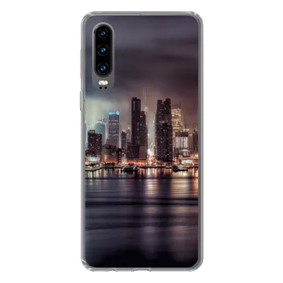 Produktbild von MuchoWow® Handyhülle Schutzhülle Hülle für Huawei P30 New York - Sturm - Skyline Silikon Softcase Handy Hülle - Kartenbesitzer