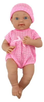 Produktbild von LEAN Toys 19553 Puppe in rosa Kleidchen mit Mütze, Schnuller und Decke