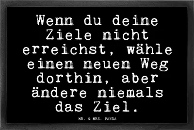 Produktbild von Mr. & Mrs. Panda Schmutzfänger Wenn du deine Ziele... 40 x 60 cm - Schwarz - Geschenk, Bodenvorleger, Glizer Spruch Sprüche Weisheiten Zitate Lustig Weisheit Worte, Ziele
