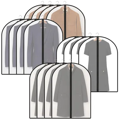 Immagine prodotto di Coperture per abiti con cerniera - 16 pezzi - Trasparenti - Impermeabili - Antipolvere - Pieghevoli - 60 x 100 cm - Sacchetti per abiti