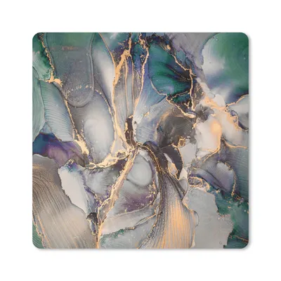 Produktbild von MuchoWow® Mauspad Mousepad Gold - Blau - Marmor 20x20 cm - Mousepads - Maus Mat - Pad - Mausunterlage - Desk Mat - Bureauartikeln