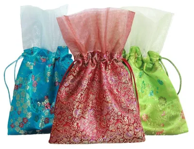 Produktbild von 003 Stoff Geschenkesäckchen 3 er Set Organzabeutel gemischt 24 x 15 cm