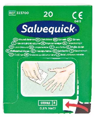 Produktbild von Salvequick-Wundreinigungstücher Box à 20 Stück Karton à 20 Stück | Packung (20 Stück)
