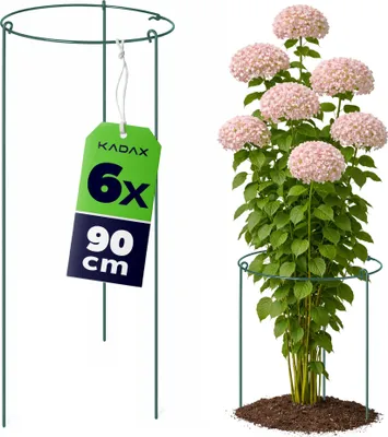 Image de Tuteurs KADAX, 90 cm de hauteur, lot de 6, tuteurs en acier thermolaqué, tuteurs pour plantes vivaces (hortensias et pivoines), tuteurs pour hortensias (ronds)