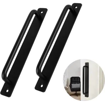 Produktbild von Türgriff 2 Stück Schwarzer Türgriff Aluminiumlegierung Schwerlast Schiebetürgriff für Innen- und Außentüren Scheunentüren Kleiderschrank Schlafzimmer mit 4 Schrauben, Schwarz,