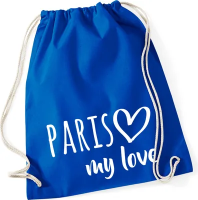 Produktbild von Huuraa Turnbeutel Paris my love 12 Liter Bright Royal Baumwolle Rucksack Geschenkidee