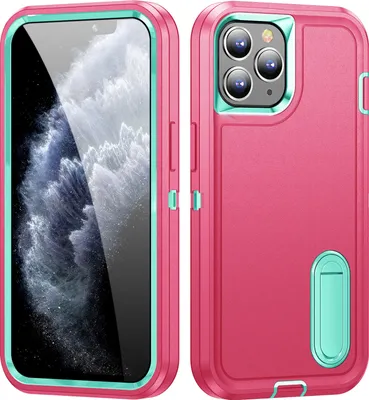 Immagine prodotto di Custodia per iPhone 11 Pro ibrida a tre strati robusta antiurto con supporto rosa