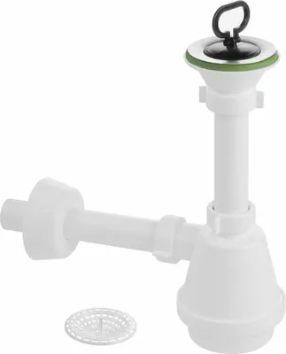 Image de Aqualine Accessories - Set de siphon et de vidange pour évier, plastique ABS/blanc WEH070