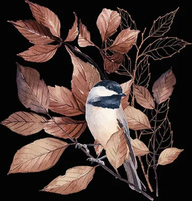 Produktbild von Servietten Papier 33x33cm 3-lag. mit Herbstlaub & Vogel Motiv 20 Stück