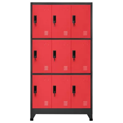 Image de vidaXL Armoire à casiers Anthracite et rouge 90x45x180 cm Acier