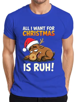 Productafbeelding van "All I Want For Christmas Is Ruh" - Grappig kersttrui voor heren, kleur blauw, maat M