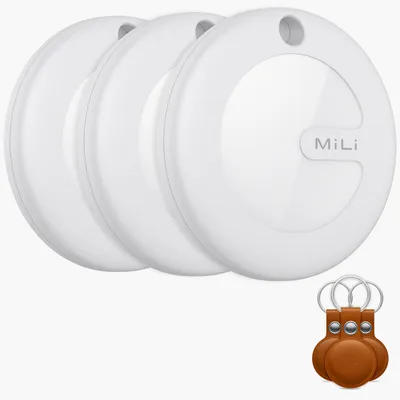 Immagine prodotto di Mili, set di 3 portachiavi MiTag in Pelle finta Apple Find My, marrone