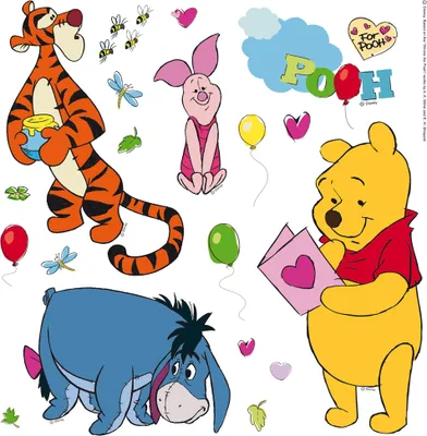 Zdjęcie produktu dla Disney Naklejka na ścianę Kubuś Puchatek niebieskim,pomarańczowymIżółtym - 600218 - 30 x 30 cm