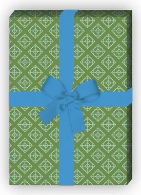 Produktbild von Retro Kachel Geschenkpapier im geometrischen Vintage Design, grün - G8331, 32 x 48cm