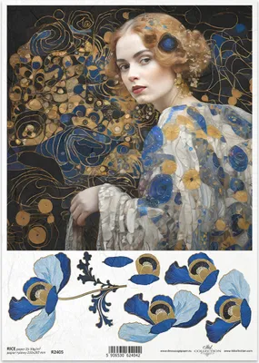 Image de ITD Papier de riz Decoupage Papier de bricolage Technique de serviettage-R2405 Femme Fleurs Mosaïque - Inspiré par Klimt
