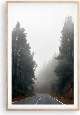 Produktbild von Gerahmtes Poster - Rahmen in heller Eiche - Weg Nebel Straße - 61x91,5 cm - Wand Bild - Wanddeko - Wandbilder - Kunstposter - Wandposter - Bilderrahmen - Bilder - Kunstdruck - P2NPA61x91-5168