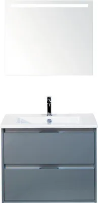 Produktbild von Sanox Badmöbel-Set Porto BxHxT 71 x 170 x 51 cm Frontfarbe eisgrün mit Waschtisch Keramik weiß, Spiegel mit LED-Beleucht