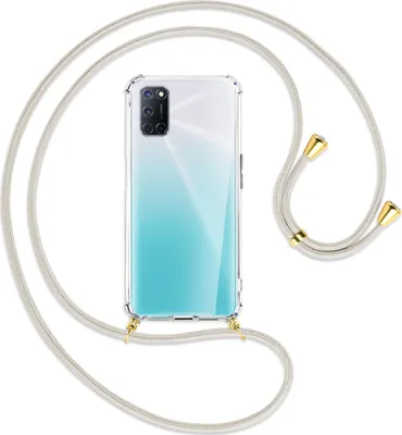 Produktbild von Handykette Backcover-Schutzhülle mit Band (Metall goldfarben) für Oppo A52 / A72 / A92 - broken white