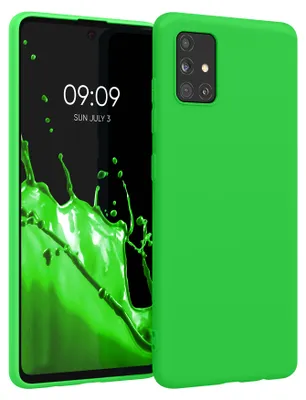 Produktbild von kwmobile Hülle für Samsung Galaxy A51 TPU Case - Handyhülle unterstützt kabelloses Laden, flexible Schutzhülle, gummiertes Cover in Neon Grün