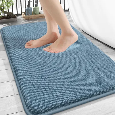 Immagine prodotto di Tappetino da bagno in memory foam antiscivolo, 50x76 cm, colore blu smog