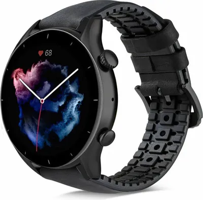 Produktbild von Strap-it Amazfit GTR 3 (Pro) Silikon-/Lederarmband (Schwarz)