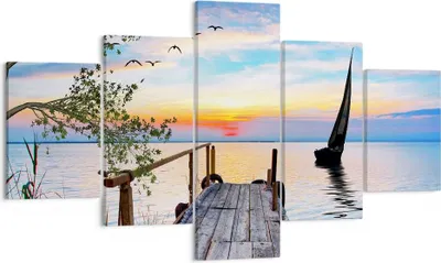 Produktbild von Bild auf Leinwand - Leinwandbild - Brücke See - 125x70cm - Wand Bild - Wanddeko - Wandbilder - Leinwanddruck - Bilder - Kunstdruck - Wanddekoration - Leinwand bilder - Wandkunst - EA125x70-4115