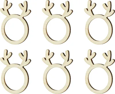Produktbild von 6 Stück aus Holz Rentier  Hochzeit Tischdeko Ringe Serviettenringe aus Holz