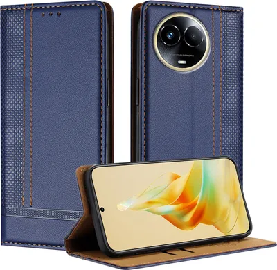 Produktbild von Handyhülle für Realme 11 5G Leder Flip Klappbare Schutzhülle mit Standfunktion Blau