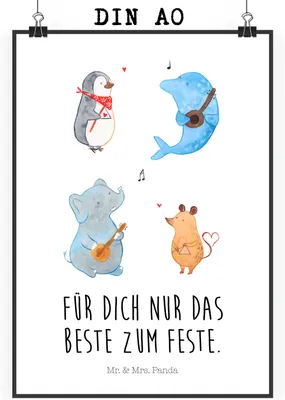 Produktbild von Mr. & Mrs. Panda Bild Big Band DIN A0 - Weiß - Geschenk, Lustige Sprüche, drucke, Delfin, Gitarre, Kunstdruck, wanddeko, Musik, Hund, Wandbild, Elefant, Deko, Maus