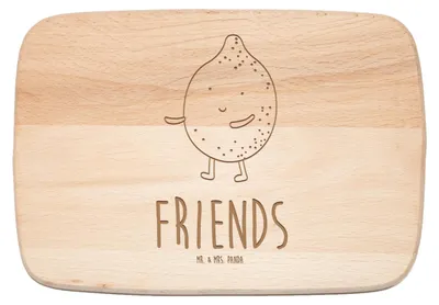 Produktbild von Mr. & Mrs. Panda Holz Schneidbrett Beste Freunde Zitrone - Transparent - Geschenk, massivholzbrett, jausenbrett, Lustige Sprüche, Frühstücksbrettchen, vesperbrett