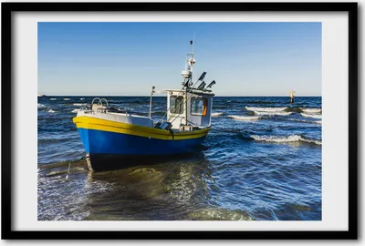 Produktbild von Bild 60x40 MDF-Rahmen, Wandkunst Segelboot auf dem Meer