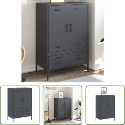 Immagine prodotto di The Living Store Credenza antracite 68x39x101,5 cm Acciaio laminato a freddo
