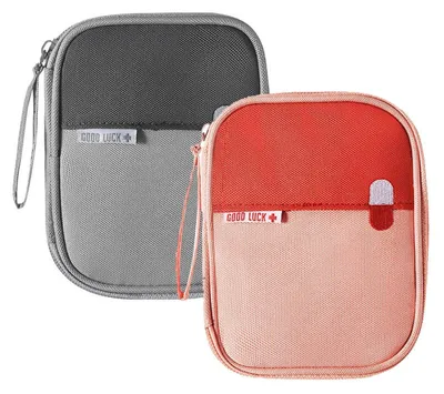 Produktbild von Erste Hilfe Tasche Leer 2 Stück Mini Reiseapotheke Wasserdicht Grau Rosa 15,1x12,4x4cm
