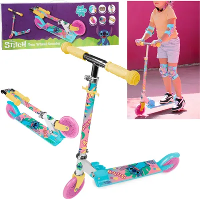 Produktbild von DISNEY Stitch Zweirädriger Roller mit Bremse, faltbar, einstellbar für Kinder ab 6+