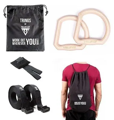 Zdjęcie produktu dla Pierścienie gimnastyczne drewniane 32 mm do ćwiczeń crossfit siłowni