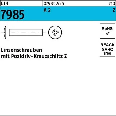 Produktbild von Reyher  Linsenschrauben DIN 7985 A 2 M 5 x 30 -Z A 2 (500 Stück)