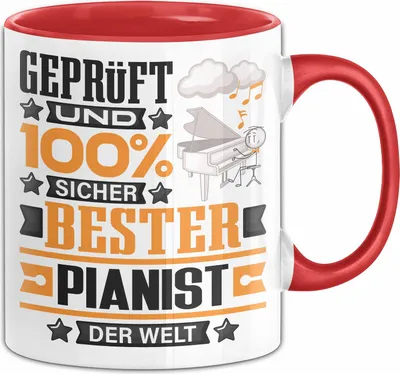 Produktbild von Pianist Geschenk Lustiger Spruch für Pianist Geschenkidee Bester Pianist Der Welt (Rot)