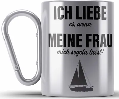 Produktbild von Trendation - Segeln Geschenk Edelstahl Tasse Karabiner Segler Geschenkidee Segelmboot Kapitän Karabiner Edelstahl Tasse Karabiner Edelstahl Kaffeebecher (Silber)