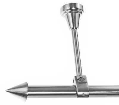 Produktbild von Edelstahl Look Gardinenstange 20mm Deckenträger 1-läufig Spitze, Länge wählbar D51 E31 R