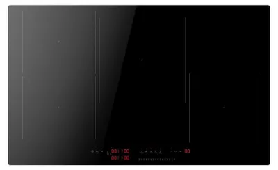 A top-down view of a black induction cooktop.
