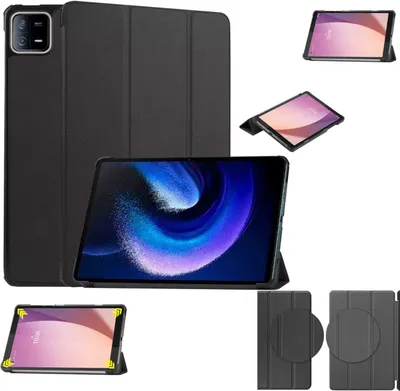 Produktbild von Für Xiaomi Pad 6 / Pad 6 Pro 11 Zoll 3folt Wake UP Smart Cover Schwarz Tasche Etuis Hülle