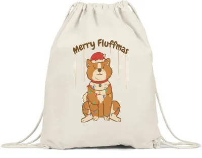 Produktbild von Merry Fluffmas Turnbeutel Gymsack  Lustiger Hund Hundefreunde Hundeliebhaber Hundebesitzer Weihnachten Geschenkidee