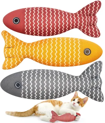 Katzenminze-Spielzeug Fisch, 3 Stück, quietschend, interaktiv