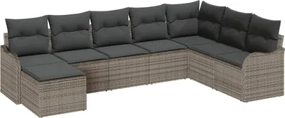Obrázek produktu pro vidaXL Zahradní sedací souprava s polštáři 8 ks Grey Poly Rattan