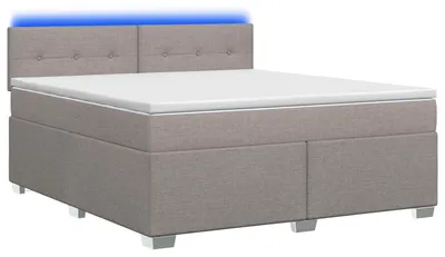 Produktbild von vidaXL Boxspringbett mit Matratze und LED Taupe 140 x 200 cm Stoff